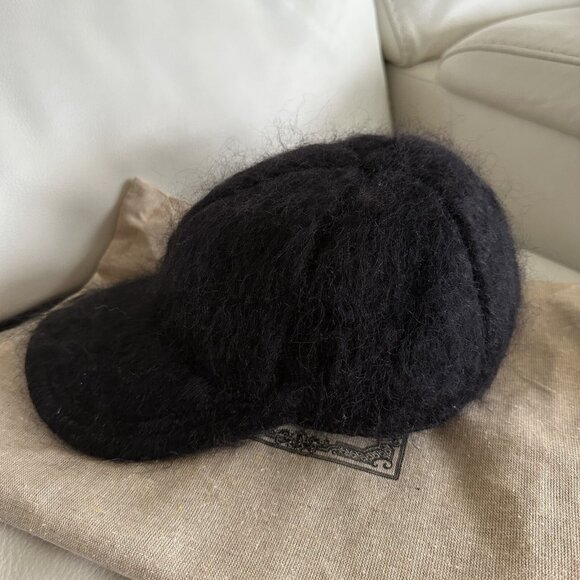 NWT GUCCI MOHAIR-BLEND BASEBALL CAP SZ S BLACK 100% Authentic - Picture 4 of 7